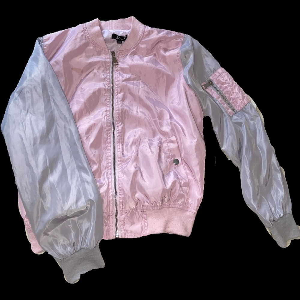 Pink and Grey Bomber Jacket